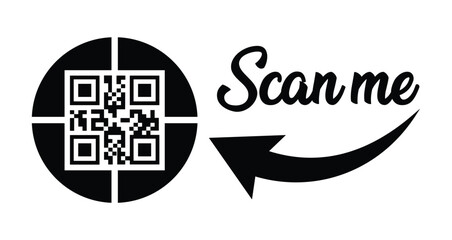 QR code scan icon set. Scan me frame. QR code scan for smartphone. QR code for mobile app, payment and identification. Vector illustration.