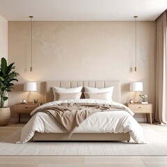 Fototapeta premium Beige bedroom interior