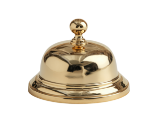 Polished gold bell, rounded, top-down view