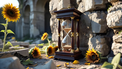 antique clock in the sand