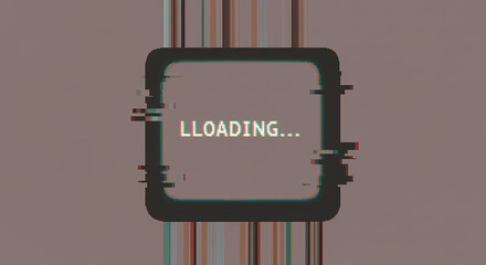 Glitching loading screen with distorted text and frame.