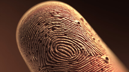 Hyper-Realistic High-Magnification 3D Render of a Human Fingerprint