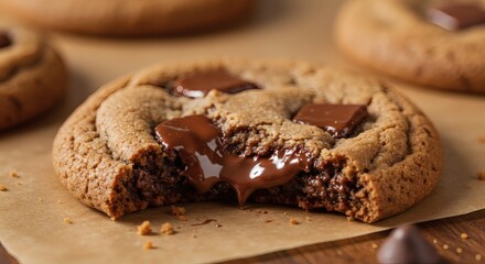Fototapeta premium Chocolate Chip Cookie with Melted Chips