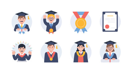 Fototapeta premium AI Generate Graduation Icons Diploma Certificate Medals Students Ceremony Academic Badges Recognition Achievement Awards Education Success