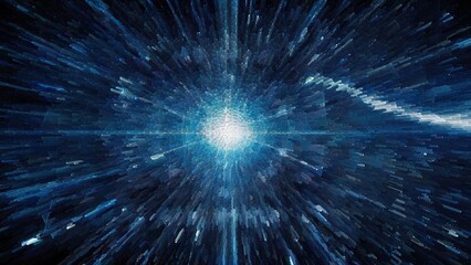 Technology, energy, and innovation converge in this dynamic blue background featuring flowing particle streams, textured surfaces, and extruded elements, creating a powerful futuristic aesthetic ideal