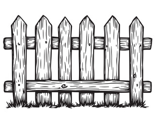 old wooden fence clear vision simple line art