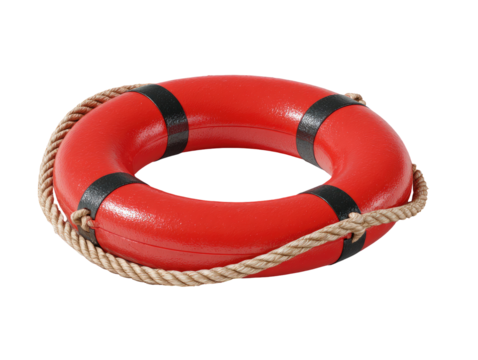 Red life preserver with rope