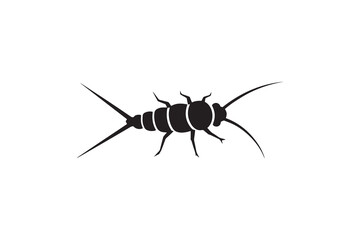 Silverfish Insect Silhouette Vector Design