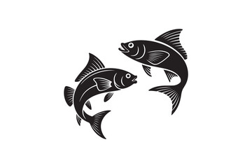 Fish Silhouette Vector Illustration Black Fish Pair Silhouette Design
