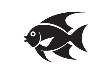 Black Fish Silhouette Design Stylized Tropical Fish Icon