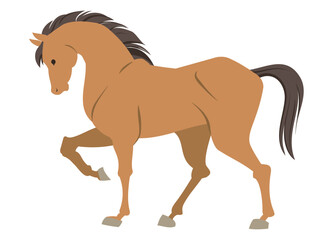 並足で歩く馬のイラスト