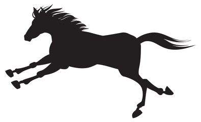 勢いよく走る馬のシルエット