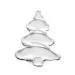Christmas tree made of cream on a white surface