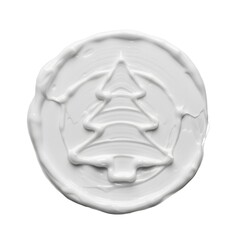 White paint Christmas tree emblem on a white surface