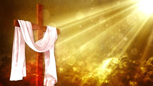 Worship and Prayer based animation with clouds and light rays background loop in 4K HD resolution. Useful for christian, church, spiritual, prayer based concepts.