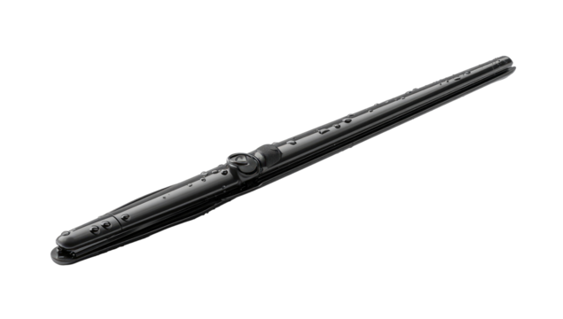 Dark gray, long, slender wiper blade, slightly angled