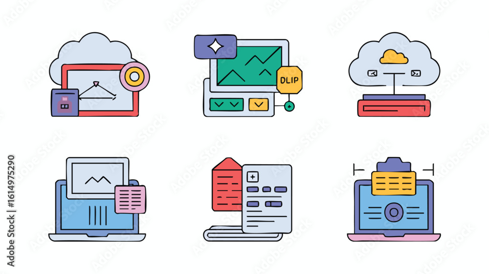 Aufkleber ai generate modern data science icons for technical diagrams infographics or presentations digital g
