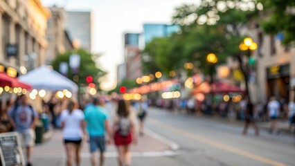 Fototapeta premium Vibrant bokeh of summer traffic and buildings — energetic downtown atmosphere 