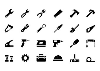 Obraz premium Construction tool icon collection , worker tools silhouette design
