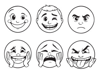 Emoji expression outline icons