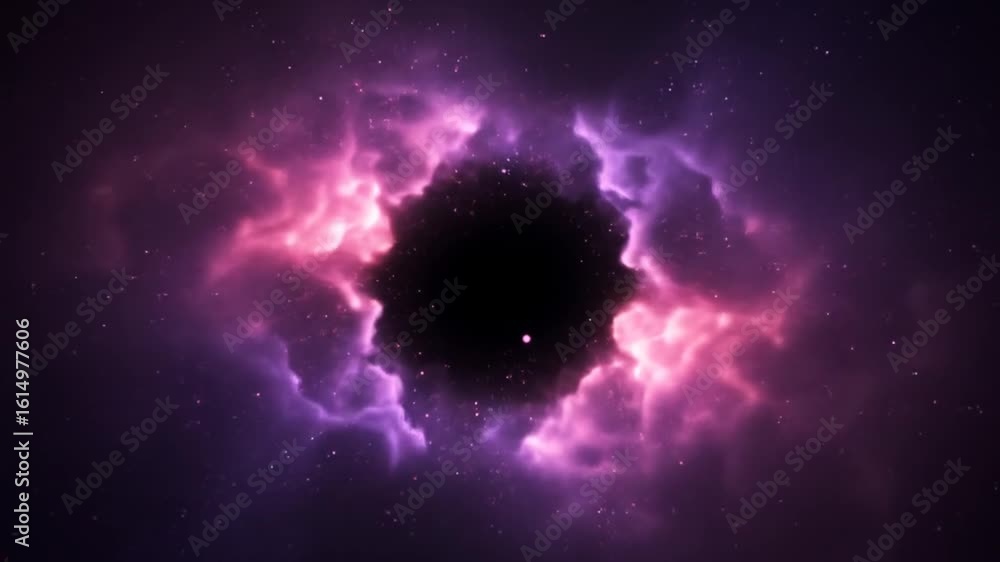 Poster abstract galaxy formation with nebula clouds in space background animation