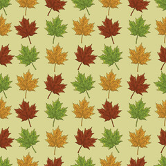 Maple Leaf Seamless Pattern – Hand Drawn Autumn Foliage Illustration