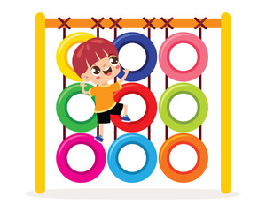 Cartoon Kid Plating At Park