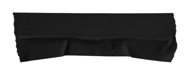 black crumpled torn tape isolated on transparent background