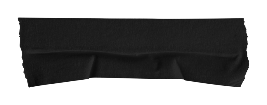 black crumpled torn tape isolated on transparent background
