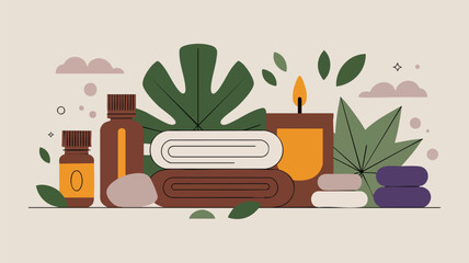 AI Generate Spa Elements Relaxation Design for Wellbeing and Mindfulness Promoting Calmness and Serenity Illustration