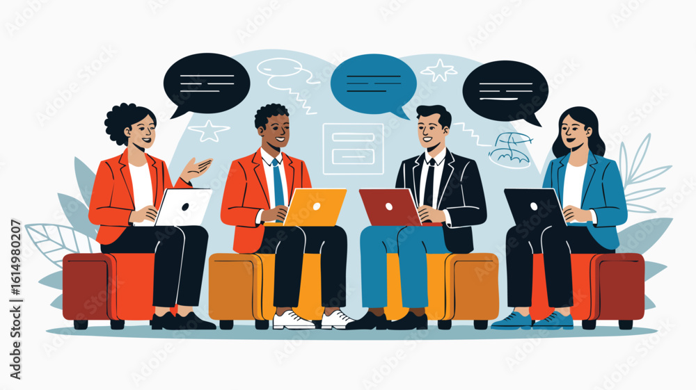 Aufkleber ai generate team collaboration conceptualizing technology communication meeting discussion brainstor