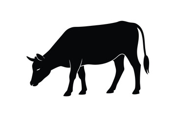 cow grazing icon vector icon silhouette