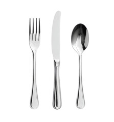 A set of stainless steel cutlery