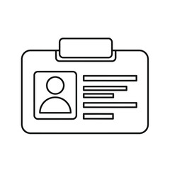 Vector illustration of outline of an identification card with photo and text