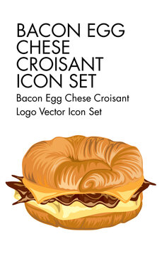 Baked egg chese croisant logo vector Icon set