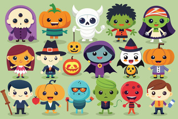 Fototapeta premium halloween monsters set
