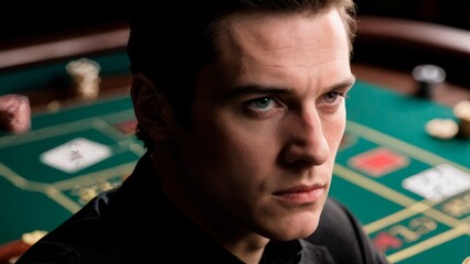 Poker Face, High Stakes, Strategic Bluff, Intense Gaming. Ideal for poker events, strategic thinking, competitive play