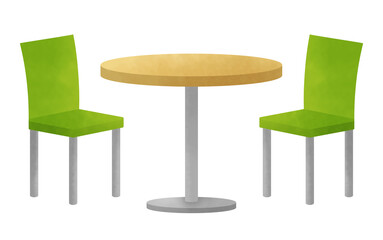 ダイニングテーブルとチェアのセットイラスト
