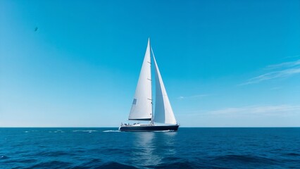 Sailing on Open Ocean, Freedom, Adventure, Nautical Journey. Ideal for yacht charters, sea travel, exploration
