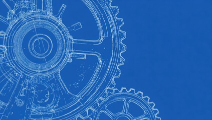 Blueprint style gears. Two interlocking gears