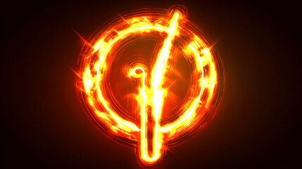 Naklejka premium Fiery, glowing, circular symbol. Flaming, stylized letter within a ring of intense light