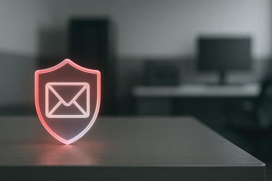 Glowing envelope with shield indicating email security, phishing defense, and private communication protection