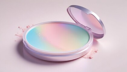 Translucent compact powder texture with loose edges isolated on white background. Cosmetic product swatch