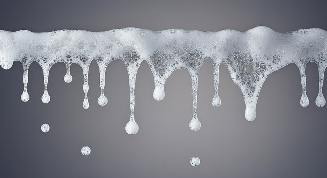 Foam bubbles flow down against a neutral background