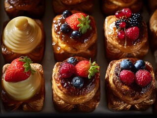 Gourmet Strawberry Rolled Puff Pastry with Caramel Glaze - Delicious Pastry Dessert