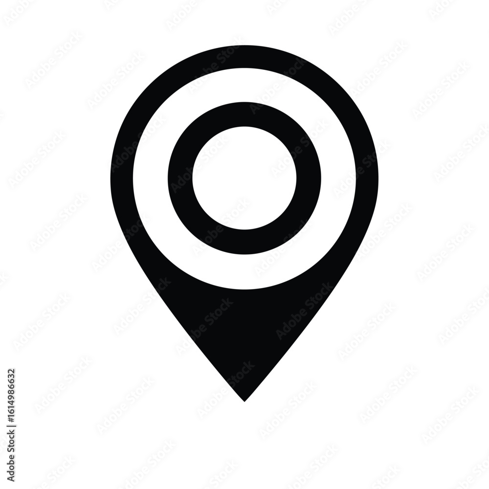 Poster black location marker with concentric circles navigation