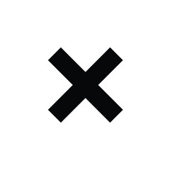 Black cross symbol on white background mark intersection