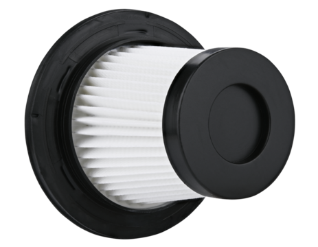Round Hepa filter isolated on a transparent background. Full depth of field. PNG.
