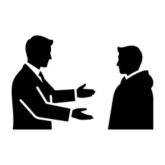 Silhouette of Two Men in Conversation &ndash; Business Communication Icon