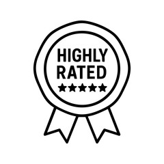 Highly Rated Badge Icon with Five Stars